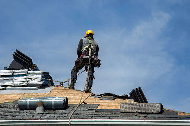 Professional Gutter Installation technician working in Solsville, NY